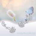 wholesale 925 Sterling Silver Butterfly Ear Cuff Set for Women - Hypoallergenic Cartilage Wrap Studs with Cubic Zirconia Stones (Pair)-0-5