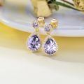 wholesale 925 Sterling Silver Teardrop Amethyst Earrings With Cz Accents-0-1