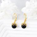 wholesale Gold-Plated 925 Sterling Silver Black Onyx and Tourmaline Filigree Drop Earrings-0-4