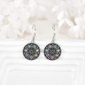 wholesale 925 Sterling Silver Multi-Color Crystal Mandala Round Leverback Earrings-0-2