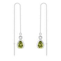 wholesale 925 Sterling Silver 12 Birthstone Infinity Threader Drop Earrings for Women-8-Aug-Peridot Green