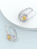wholesale 925 Sterling Silver Hypoallergenic Daisy Flower Leverback Hoop Earrings for Women-0-4