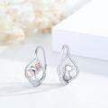 wholesale 925 Sterling Silver Cute Elephant Heart Moonstone Drop Earrings Rose Gold Plated-0-1