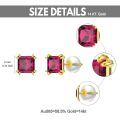 wholesale 14k Gold Square Cut Red Birthstone Prong Set Stud Earrings-0-4