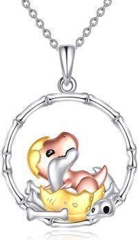 wholesale 925 Sterling Silver Baby Dinosaur in Egg Pendant Necklace for Women Girls Kids Gifts-Dinosaur Necklace