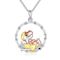 wholesale 925 Sterling Silver Dinosaur Pendant Necklace Wholesale With Gold Plated Details-Dinosaur Necklace