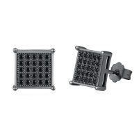 wholesale 925 Sterling Silver Black Onyx Zircon Celtic Viking Stud Earrings Hypoallergenic Punk Gothic Jewelry for Women Men-Square zircon-Square zircon