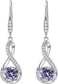 wholesale Sterling Silver Birthstone Infinity Dangle Earrings for Women Luxury Packaged-06-June