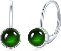 wholesale 925 Sterling Silver 7mm Egg Cut Birthstone Leverback Drop Earrings for Women Girls-May Birthstone