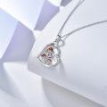 wholesale 925 Sterling Silver Mushroom and Frog Heart-Shaped Pendant Necklace with Red Enamel Accents-0-3