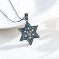 wholesale 925 Sterling Silver Black Turquoise Star of David Pendant Necklace - Jewish  for Women-0-1