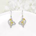 wholesale 925 Sterling Silver Yellow Gold Plated Daisy Heart Shape Drop Earrings-0-1