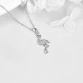 wholesale 925 Sterling Silver Pink Crystal Flamingo Pendant Necklace for Women-0-2