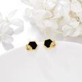 wholesale 925 Sterling Silver Bee Hexagon Stud Earrings with Black Onyx and Cubic Zirconia Gift for Her-0-4