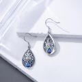 wholesale 925 Sterling Silver with Teardrop Birthstone Vintage Filigree Earrings – 7.5mm Pear Cut Gemstone, Oxidized Finish, 40mm-0-3
