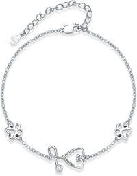 wholesale 925 Sterling Silver Infinity Love Heart Charm Dog Cat Pet Paw Print Bracelet with Crystal Evil Eye Protection  for Women Girls-Paw Print+Stethoscope