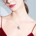 wholesale 925 Sterling Silver Heart-Shaped Cardinal Pendant Necklace for Women's Gifts-0-3