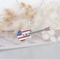 wholesale 925 Sterling Silver American Flag Bass Guitar Pendant Necklace Music Lover Gifts for Women Girls-0-1