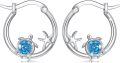 wholesale 925 Sterling Silver Turtle Starfish Blue Crystal Huggie Hoop Earrings-0-0