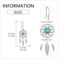 wholesale 925 Sterling Silver Turquoise Flower Feather Drop Earrings for Women-0-4