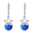 wholesale 925 Sterling Silver White Gold Plated Star Blue Opal Drop Earrings For Women-0-0