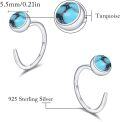 wholesale 925 Sterling Silver Turquoise Stone Open Back Ear Cuff Wrap Ring  for Women Girl-0-5