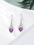 wholesale 925 Sterling Silver Heart Birthstone Celtic Knot Dangle Leverback Earrings-0-68
