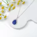 TOUPOP Sterling Silver Gemstone Teardrop Filigree Pendant Necklace-0-5