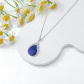 TOUPOP Sterling Silver Gemstone Teardrop Filigree Pendant Necklace-0-5