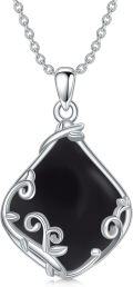 wholesale Sterling Silver Natural Gemstone Filigree Teardrop Pendant Necklace for Mom-0-0