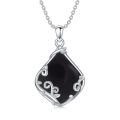 wholesale 925 Sterling Silver Black Onyx Vine Leaf Pendant Necklace For Women-0-0