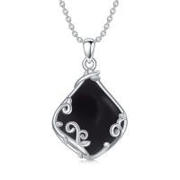 wholesale 925 Sterling Silver Black Onyx Vine Leaf Pendant Necklace For Women-Black Onyx