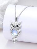 wholesale 925 Sterling Silver Blue Moonstone Owl Pendant Necklace with Chain-0-1