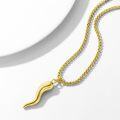 wholesale 925 Sterling Silver Plated Gold  Italian Horn Pendant Luck Charm Necklace 24 Chain-0-2