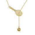 wholesale 925 Sterling Silver Gold Plated Tennis Racket Ball Drop Necklace For Women-0-0