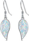 wholesale 925 Sterling Silver Leaf Opal Drop Earrings - Mother's Day Gifts for Women-0-0