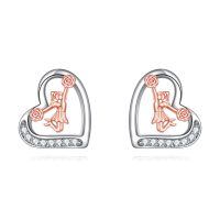 wholesale 925 Sterling Silver Sports Basketball Player Heart Stud Earrings s for Women-Cheerleaders
