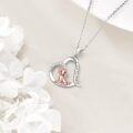 wholesale 925 Sterling Silver Dog in Heart Pendant Necklace with Cubic Zirconia and Engraved Message I Love You Forever for Women-0-2