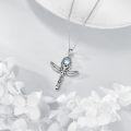 wholesale 925 Sterling Silver Moonstone Star & Angel Wing Cross Necklace for Women Girls Christian Gifts Jewelry-0-4