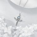 wholesale 925 Sterling Silver Moonstone Star & Angel Wing Cross Necklace for Women Girls Christian Gifts Jewelry-0-4