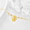 wholesale 9K Gold Daisy Flower & Butterfly Charm Adjustable Chain Anklet  for Women and Girls-0-3