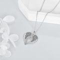 wholesale 925 Sterling Silver Heart-Shaped Wing Pendant Necklace Gift for Women-0-5