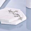 wholesale 925 Sterling Silver North Star Drop Huggie Hoop Earrings with Cubic Zirconia - 3 Colors Available-0-4