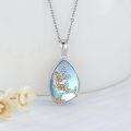 wholesale 925 Sterling Silver Blue Moonstone Birth Flower Teardrop Pendant Necklaces Gifts for Women-0-4