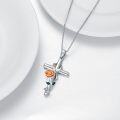 wholesale 925 Sterling Silver Rose & Teal Crystal Cross Pendant Necklaces for Women - Religious Gifts for Mom and Daughter-0-3