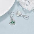 wholesale 925 Sterling Silver Green Crystal Shamrock Drop Earrings Irish Lucky Charm s for Her-0-2