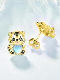 wholesale 925 Sterling Silver Tiger Heart Moonstone Stud Earrings for Women - Hypoallergenic -0-1