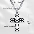 wholesale 925 Sterling Silver Black and White Geometric Patterned Cross Necklace for Men Women Catholic Religious s-0-4