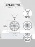 wholesale 925 Sterling Silver Compass Musical Graduation Cap Pendant Necklace with Cubic Zirconia and Cross Design-0-5