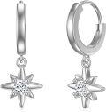 wholesale 925 Sterling Silver CZ Sun & Moon Drop Hoop Earrings for Women Girls  4cm Long-0-0